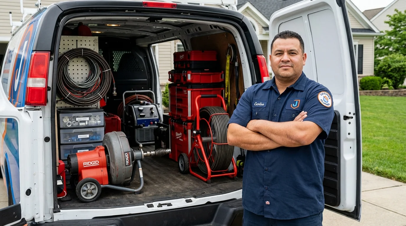 Professional drain cleaning equipment and Johns Plumbing LLC plumber in Wasco