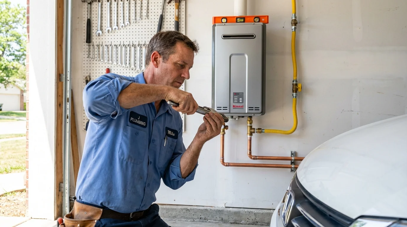 Tankless water heater installation by a Johns Plumbing LLC plumber in Wasco